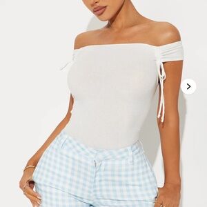 Ruched Off Shoulder Top - White